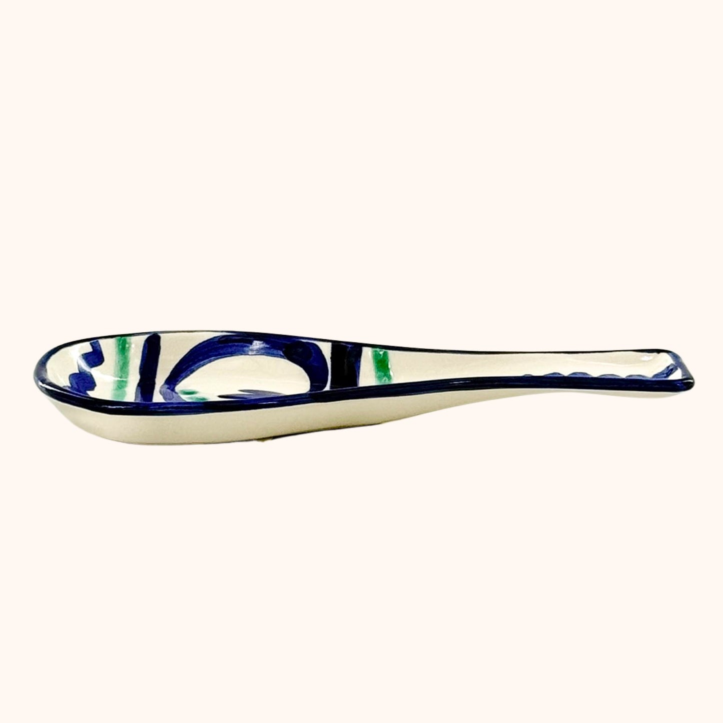 Handgemaakte keramieke lepel groen/blauw – stijlvol voor koken en serveren!