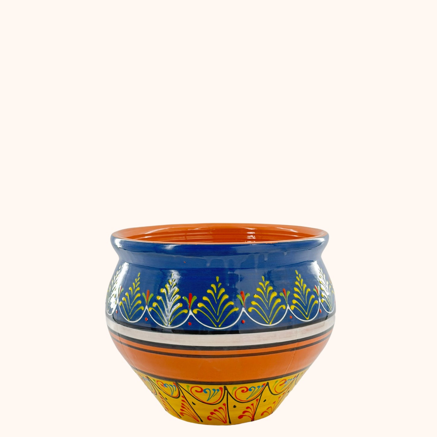 Handbeschilderde Spaanse plantenpot Azul y amarillo (terracotta)