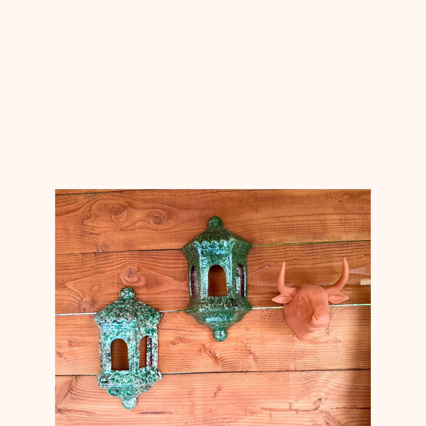 Wandlantaarn van terracotta β Groen β 40x23 cm