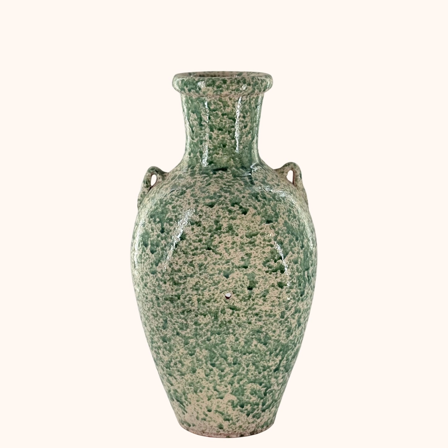 Terracotta kruik met opening – wit & groen | 39 x 20 cm