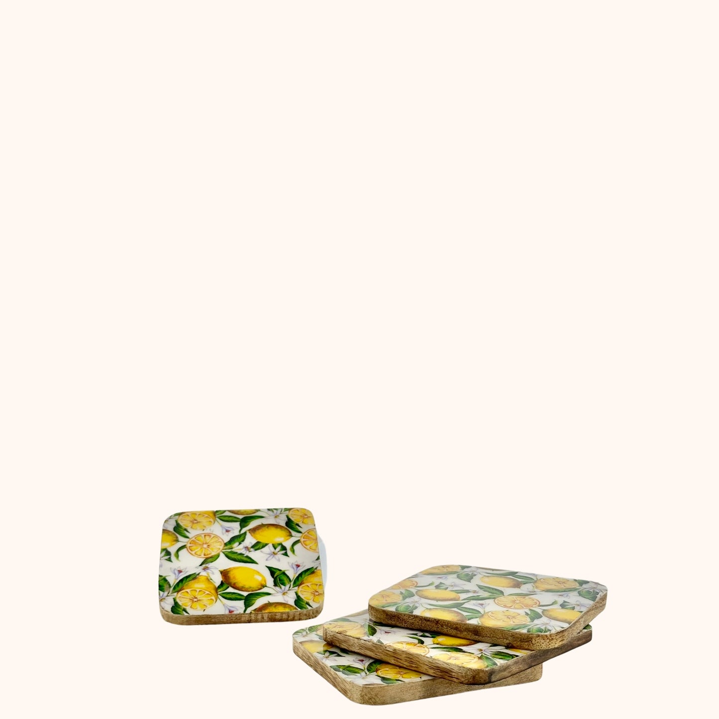 🍋 Onderzetters – set van 4 met citroenenprint