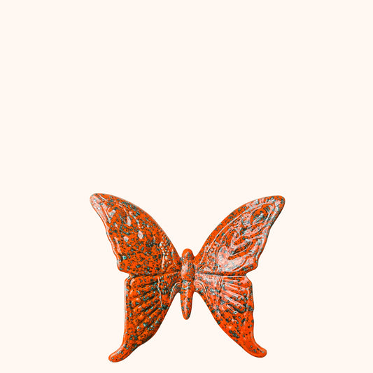 🦋 Middel vlinder, Spaanse keramiek (20 cm) oranje/blauw: