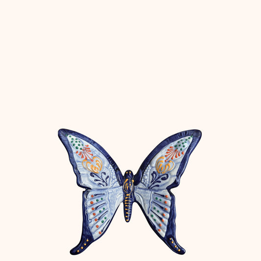 🦋 Middel vlinder, Spaanse keramiek (20 cm) lichtblauw/donkerblauw/multi