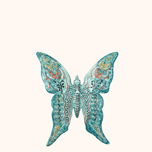 🦋 Grote vlinder Spaanse keramiek (32 cm) lichtblauw: