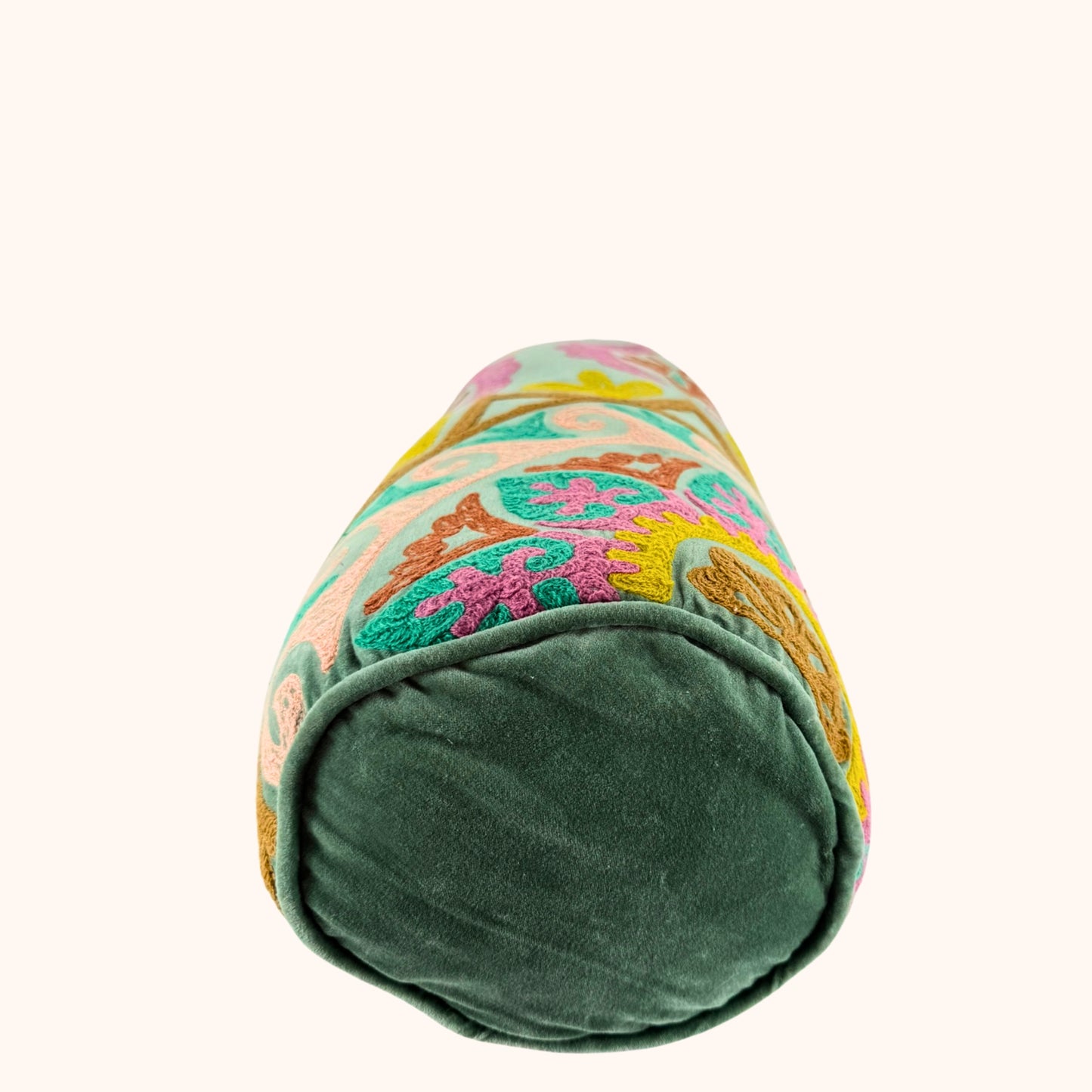 Velourse nekrol 54x20cm met handgemaakte bloemenborduursels blauw en multicolour