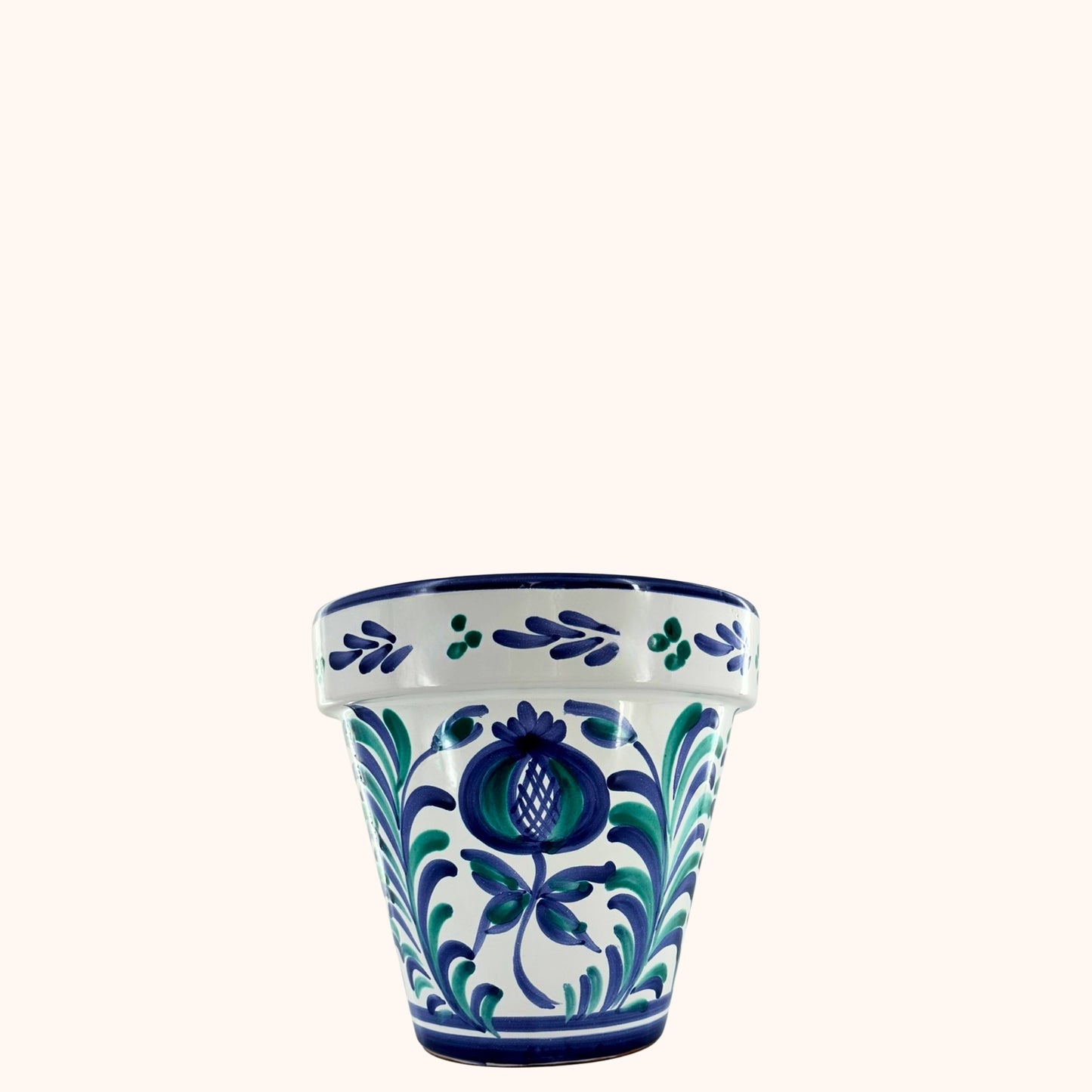 🌼 Jardín Andaluz – Grote bloempot (H28 x Ø28 cm) – Lichtblauw/Groen/Wit