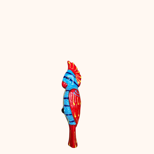 🐦Handgemaakte vogelhanger van Spaanse keramiek – 20 cm blauw/rood
