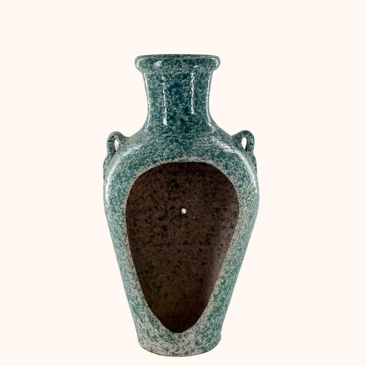 Terracotta kruik met opening – blauwgroen | 39 x 20 cm