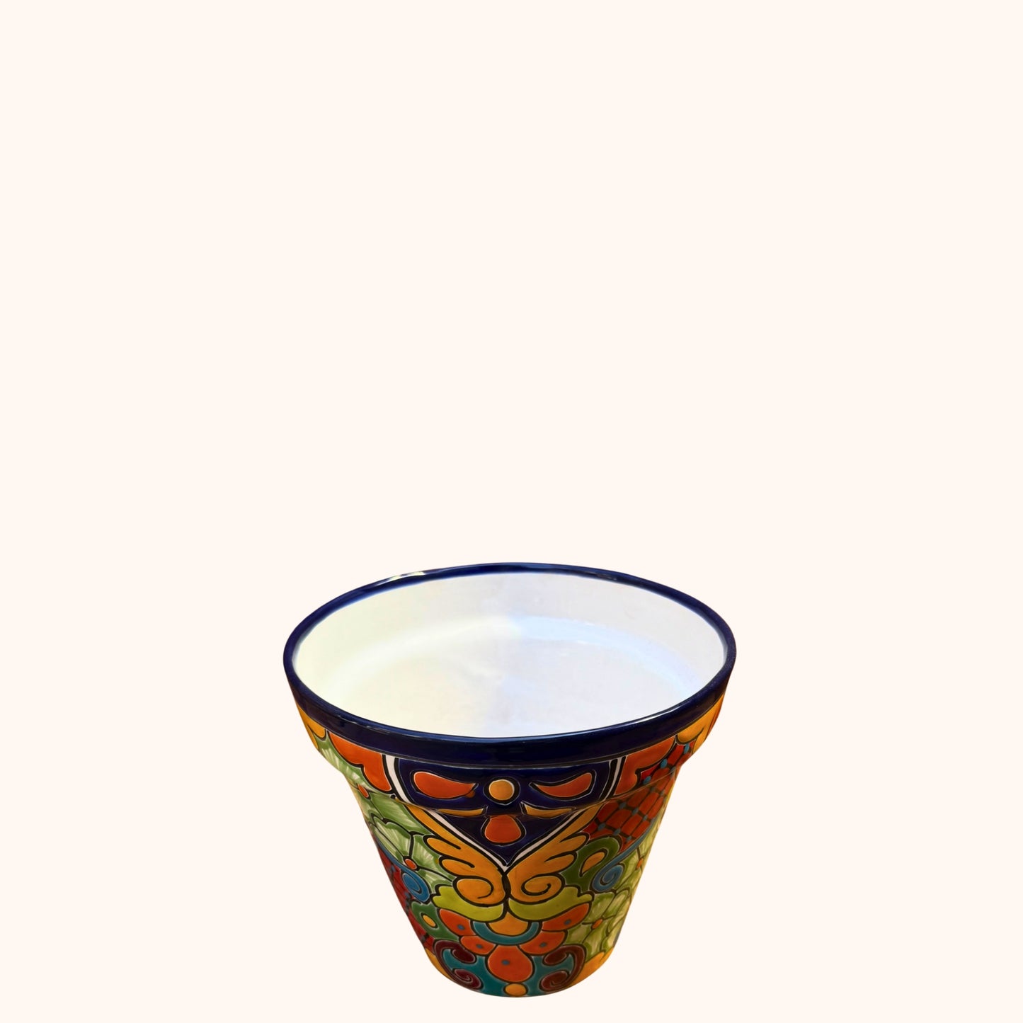 Handgemaakte Fairtrade Mexicaanse overpot 25 cm blauw🌿