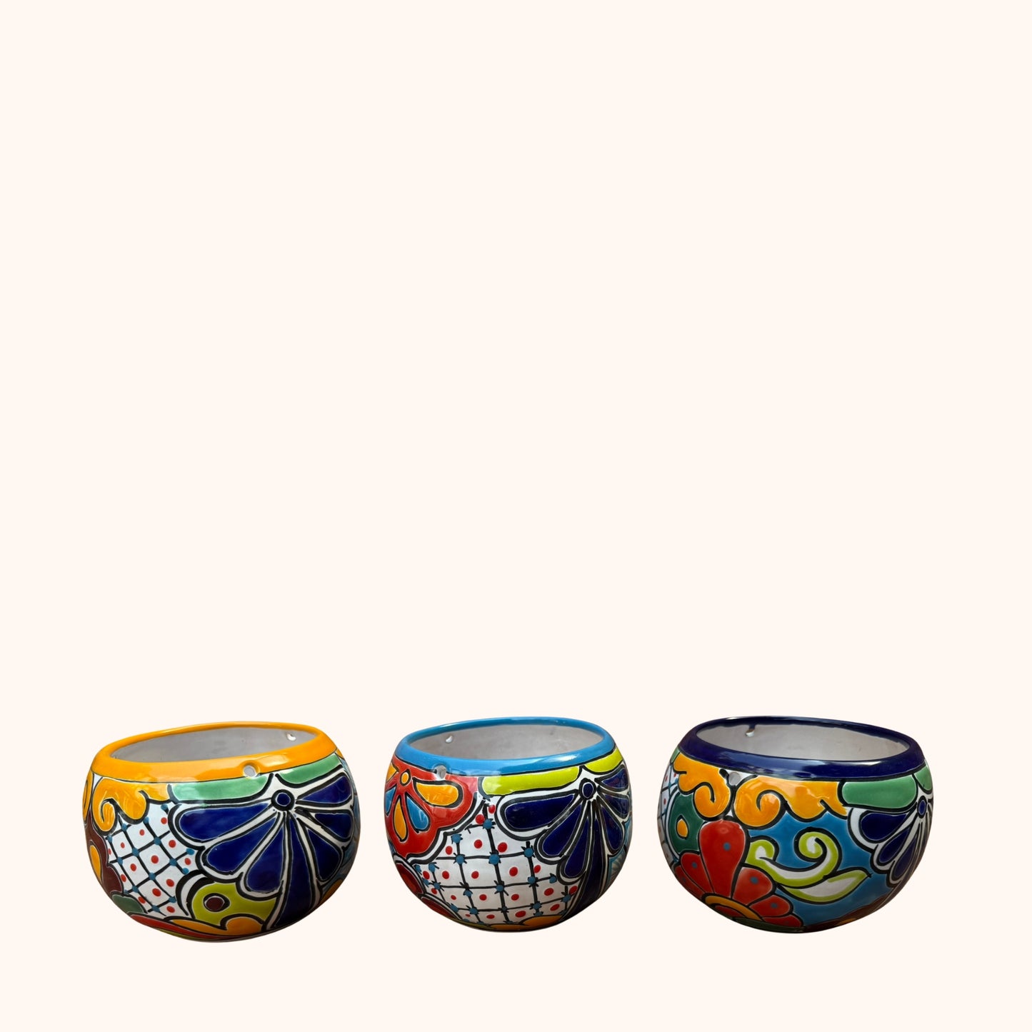 Handgemaakte Fairtrade Mexicaanse overpot rond 13 cm 🌿Drie varianten.