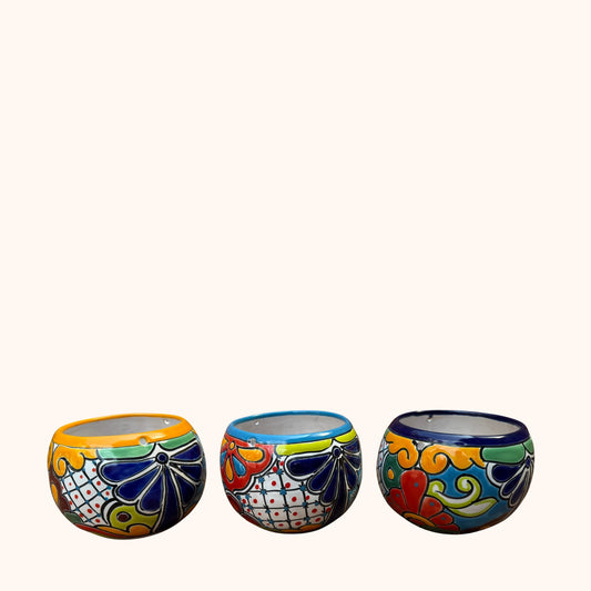 Handgemaakte Fairtrade Mexicaanse overpot rond 13 cm 🌿Drie varianten.