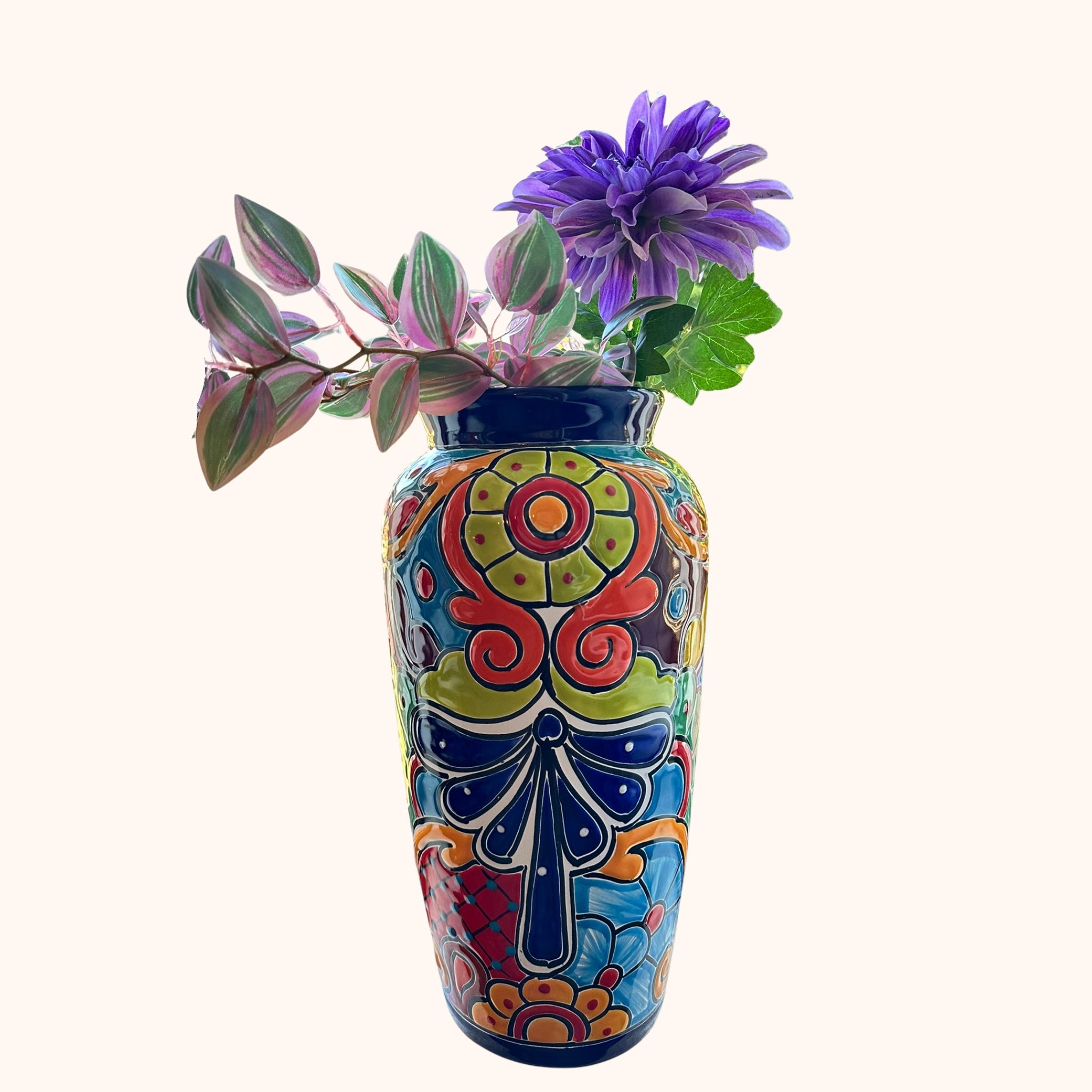 Handgemaakte Fairtrade Mexicaanse vaas 39 cm , handgemaakt keramiek uit Mexico - Belleza del Sur