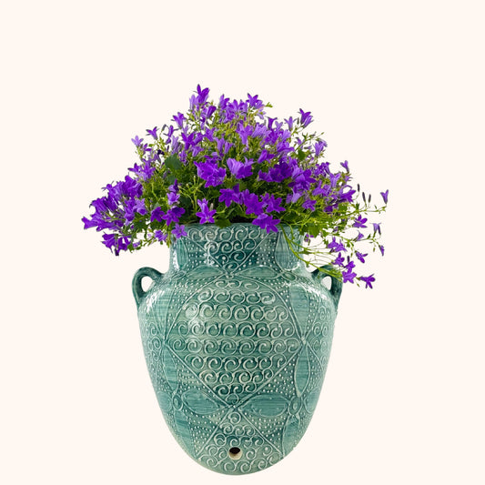Kleurrijke keramieke hangpot "Azul" uit Spanje – handgemaakt in Andalusië