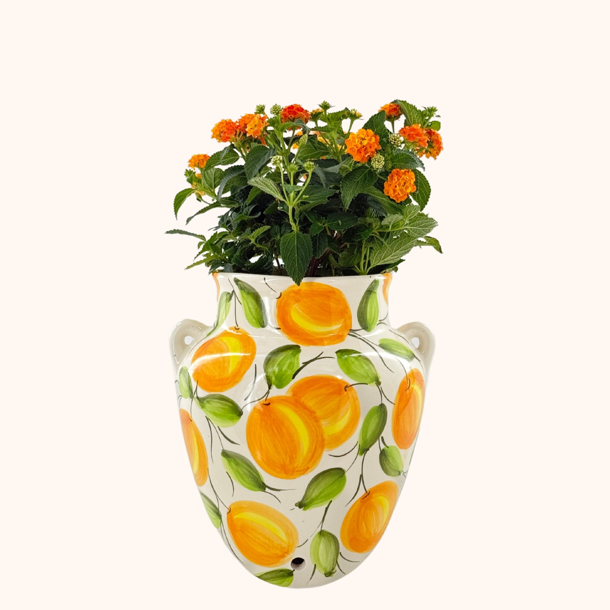 Kleurrijke keramieke hangpot "naranja" uit Spanje – handgemaakt in Andalusië, handgemaakt keramiek uit Spanje in kleurrijk - Belleza del Sur