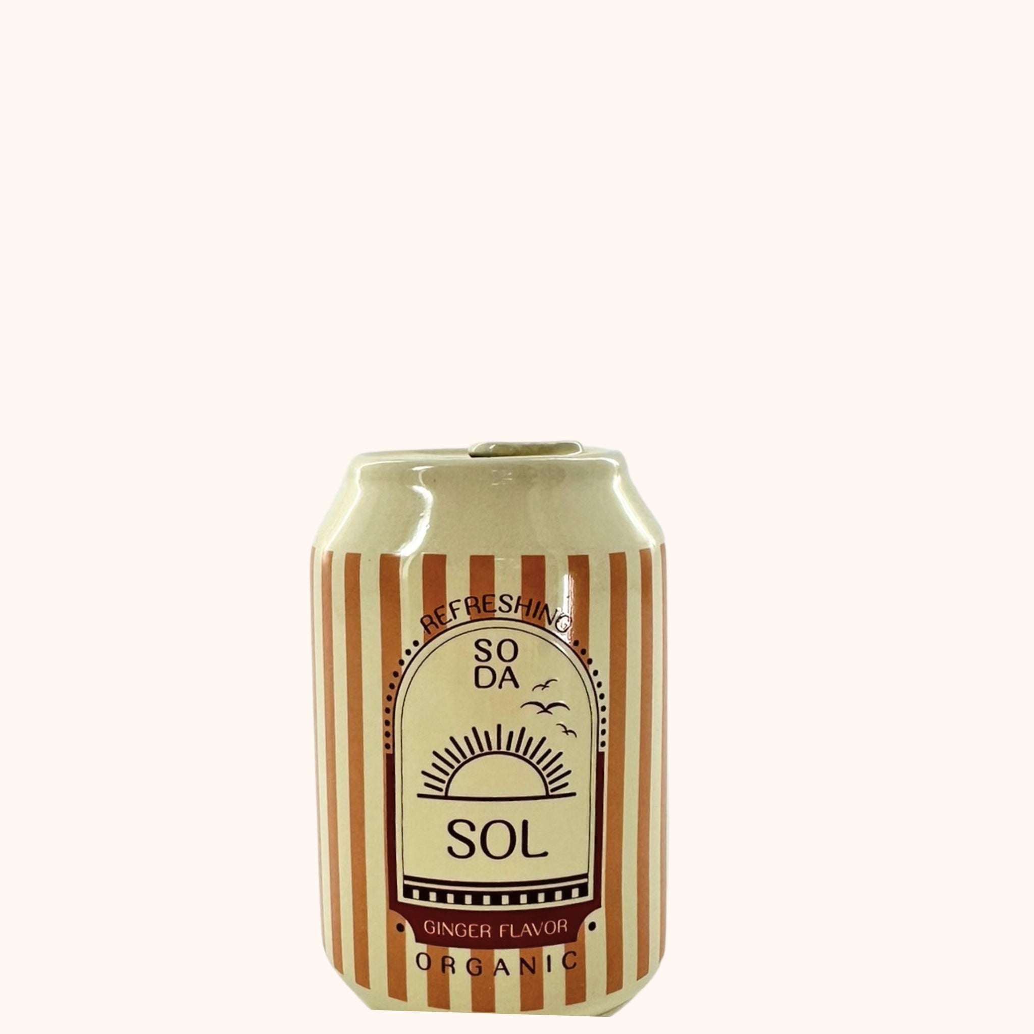 Soda del Sol blikje, keramieken blikje voor bloem