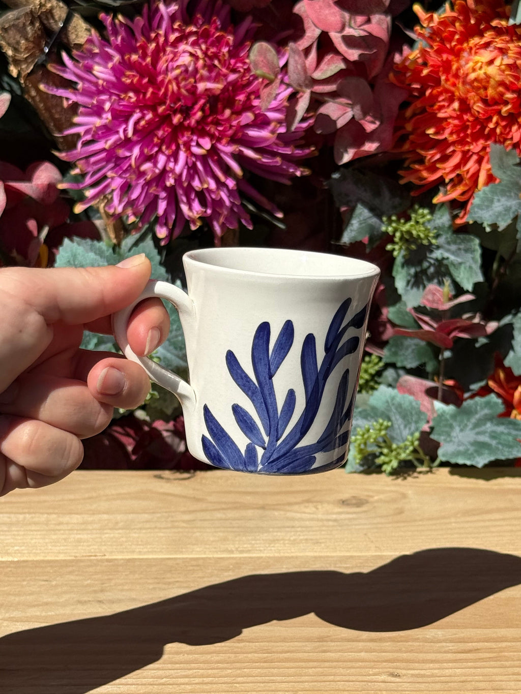 Keramieken koffiekop koraal blauw handgemaakt uit Spanje
