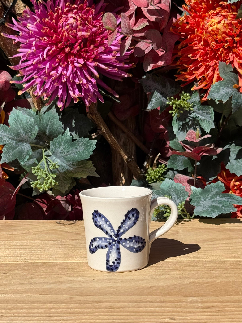 Keramieken koffiemok zeester blauw handgemaakt uit Spanje