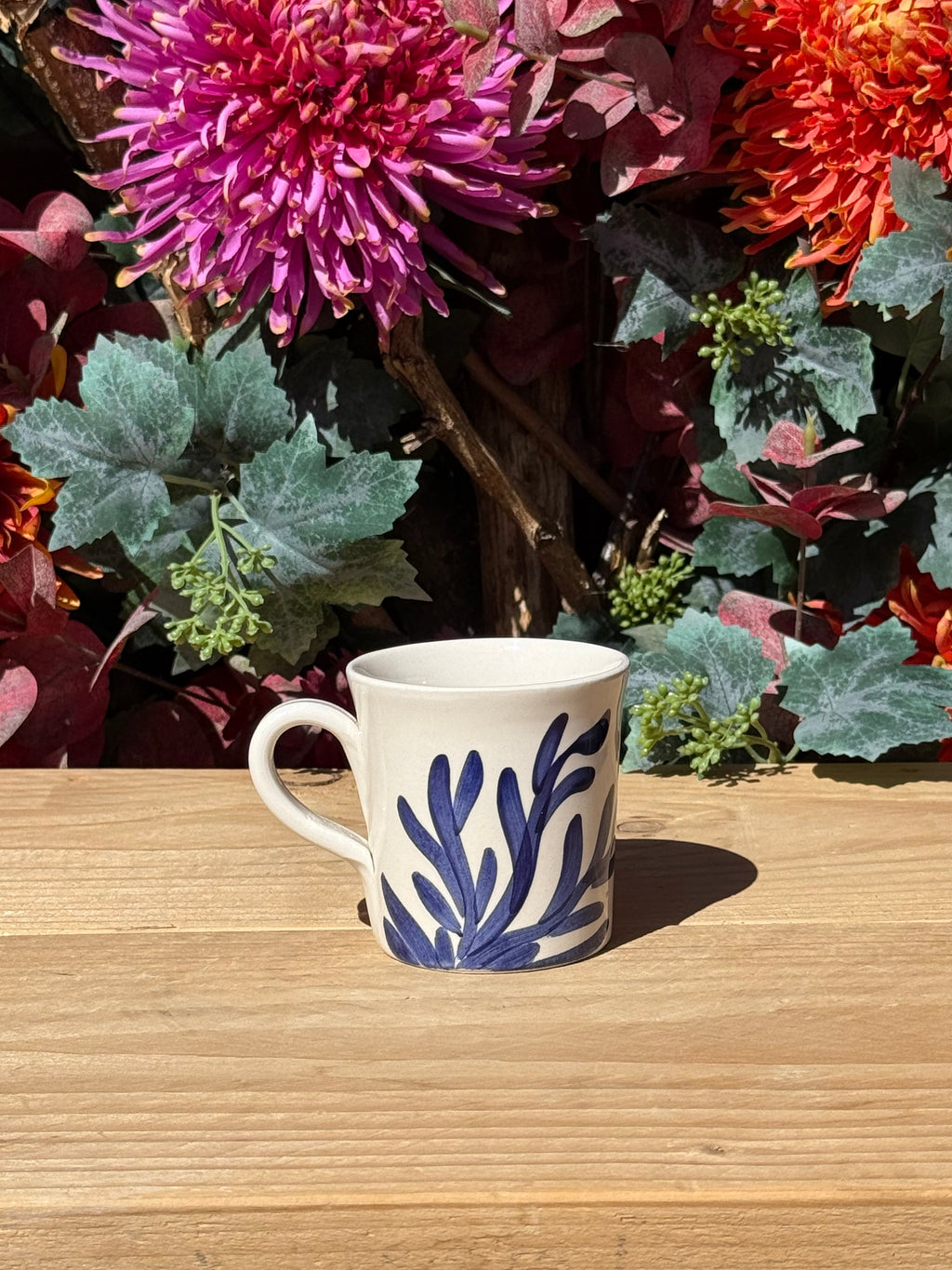 Keramieken koffiekop koraal blauw handgemaakt uit Spanje