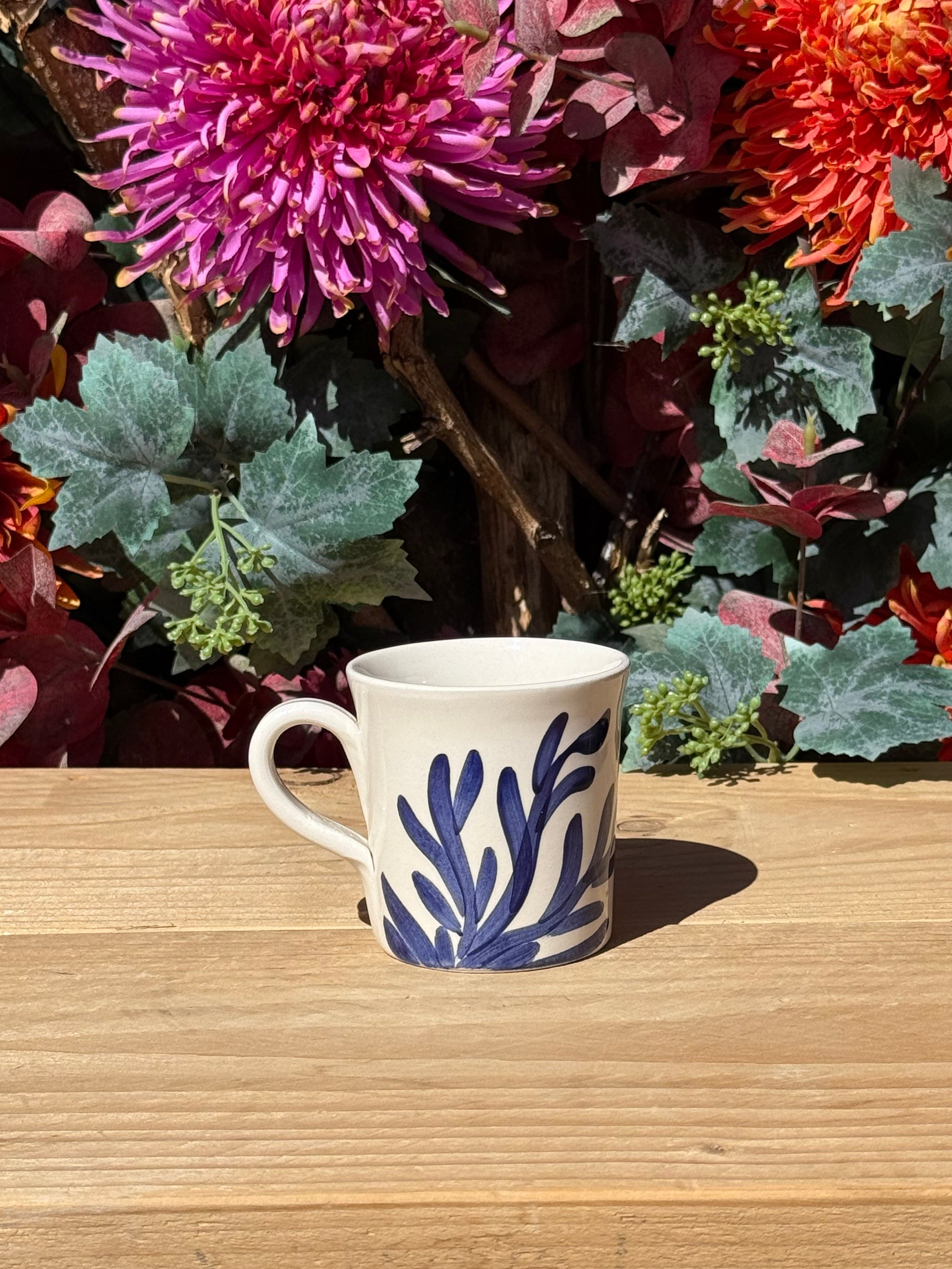 Keramieken koffiekop koraal blauw handgemaakt uit Spanje