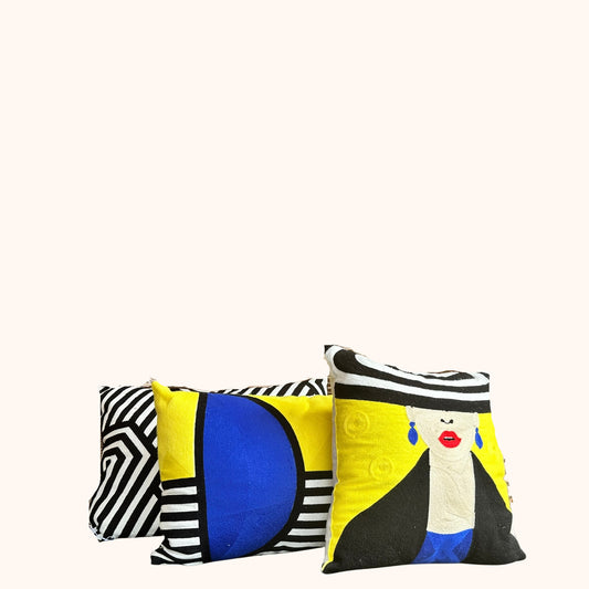 Kussenset 1 (3 kussens) : "Geo Chic" – Uniek & Eenmalig