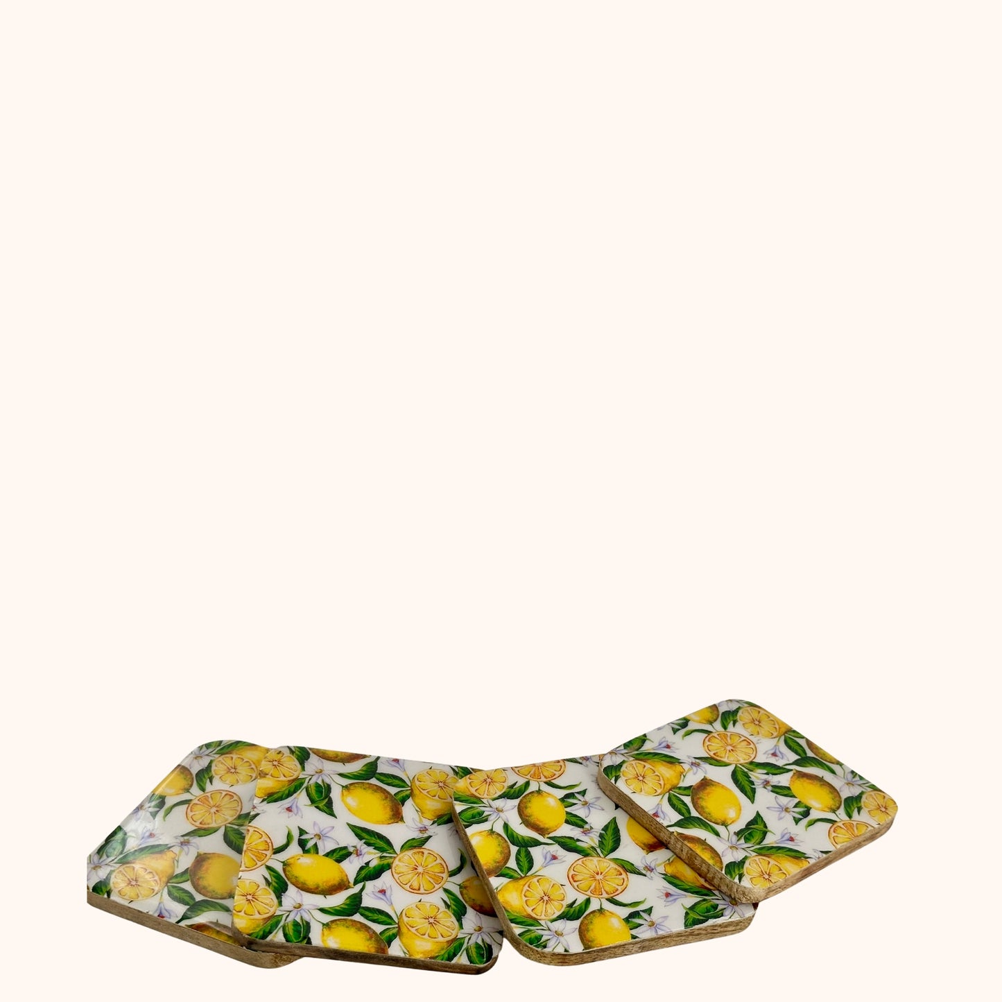 🍋 Onderzetters – set van 4 met citroenenprint