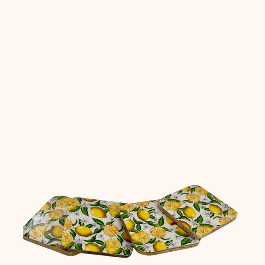🍋 Onderzetters – set van 4 met citroenenprint