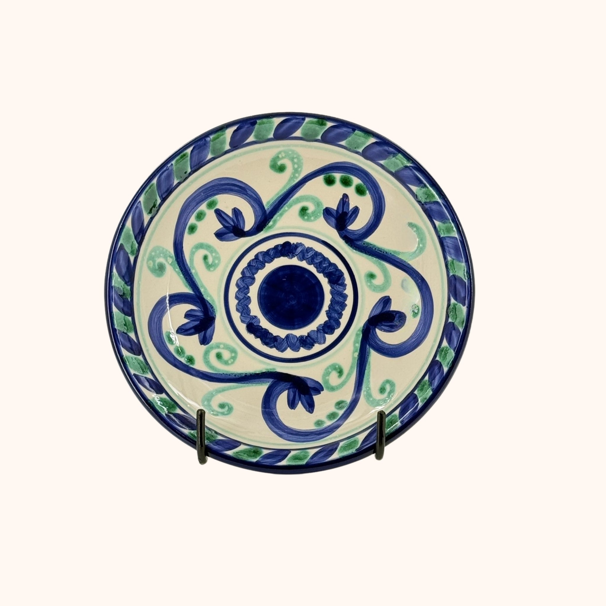 Keramieke serveerschaal/tapasbord groen/blauw– kleurrijk en handbeschilderd uit Spanje, handgemaakt keramiek uit Spanje in blauw en groen en kleurrijk - Belleza del Sur