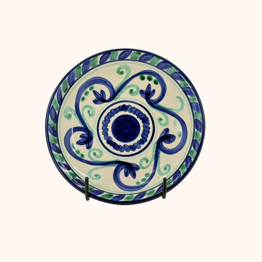 Keramieke serveerschaal/tapasbord groen/blauw– kleurrijk en handbeschilderd uit Spanje