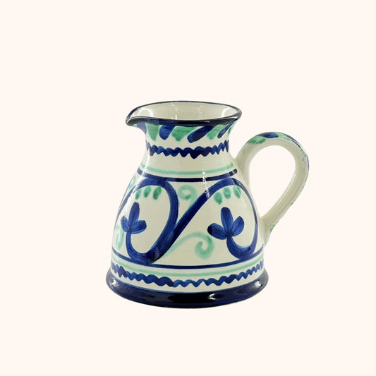 Keramieke groen/blauwe schenkkan handbeschilderd – kleurrijk uit Andalusië