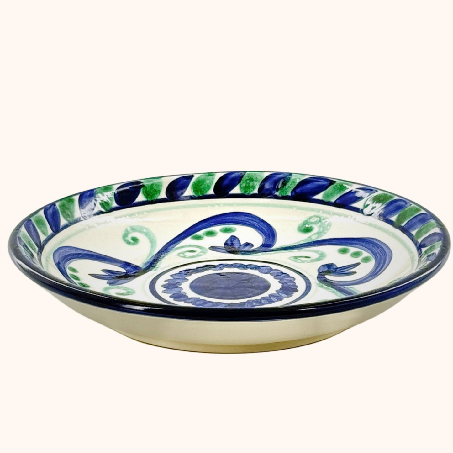 Keramieke serveerschaal/tapasbord groen/blauw– kleurrijk en handbeschilderd uit Spanje