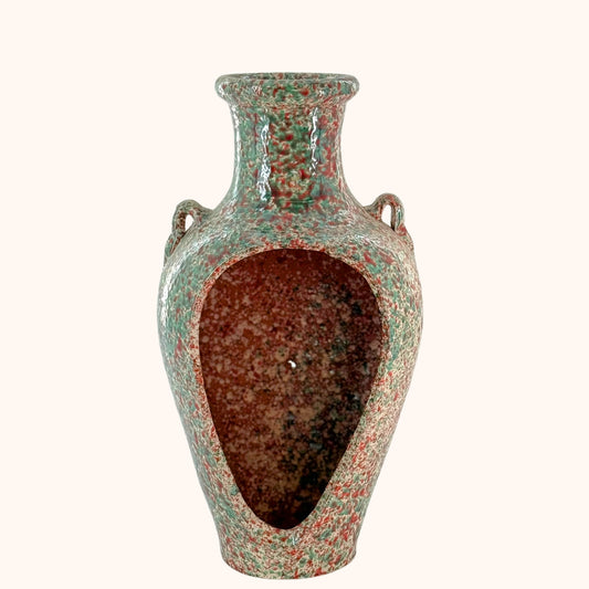 Terracotta kruik met opening – rood, wit & groen | 39 x 20 cm