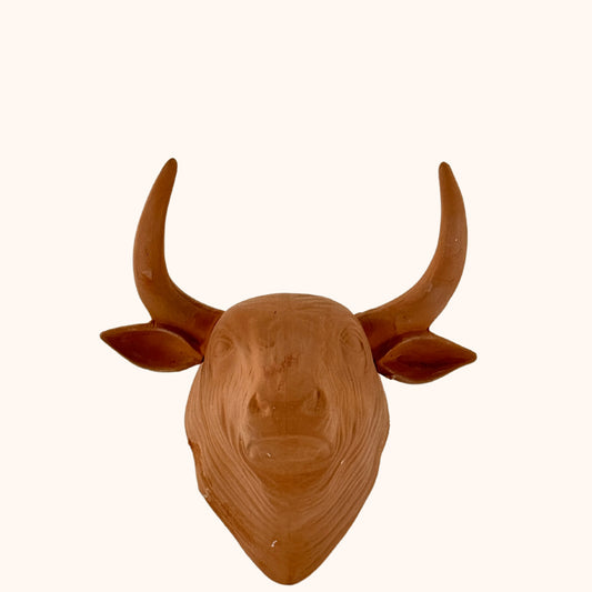 Terracotta stierenkop wanddecoratie neutraal