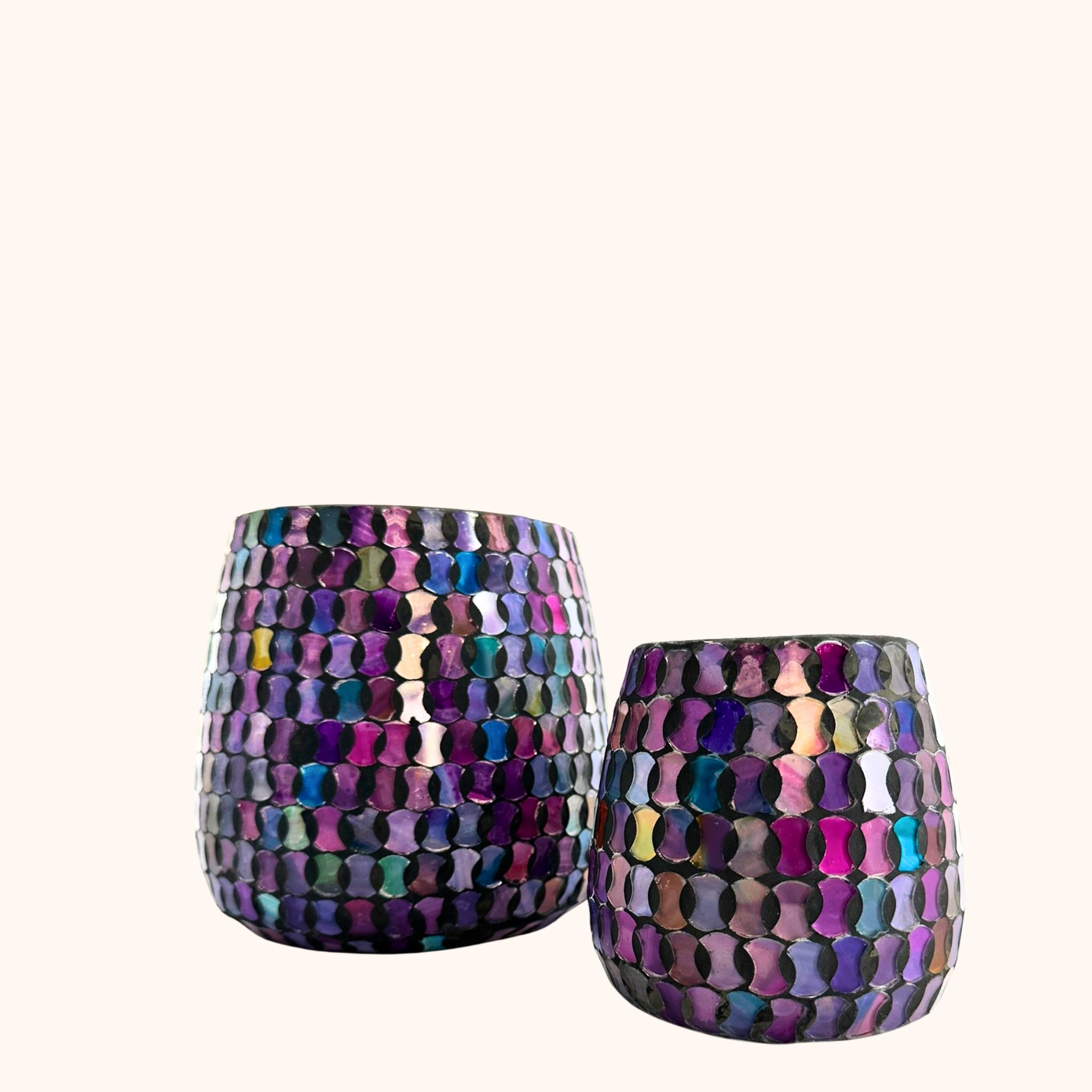 Theelichthouders Mozaïek groot 16 cm x 16 cm