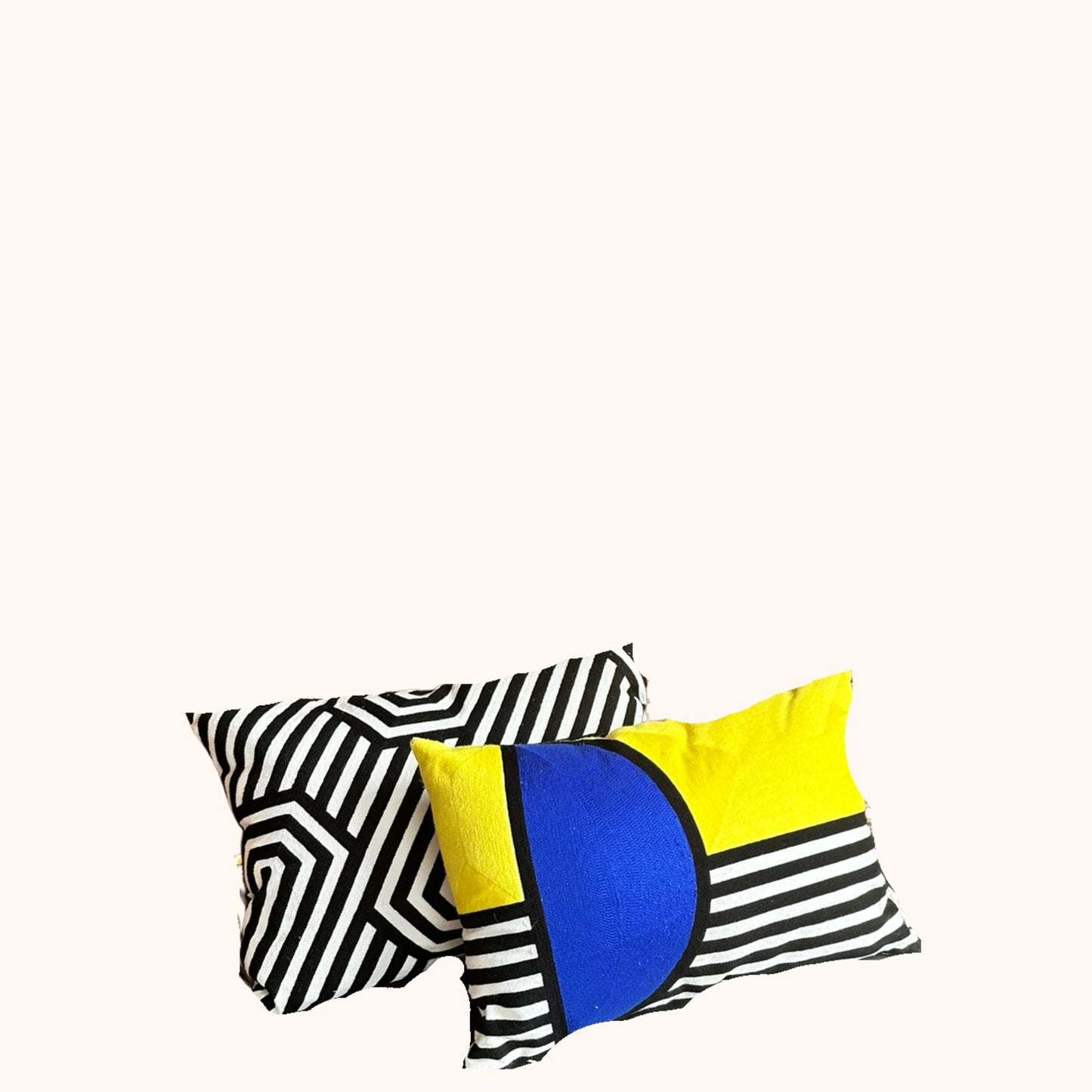 Kussenset 1 (3 kussens) : "Geo Chic" – Uniek & Eenmalig