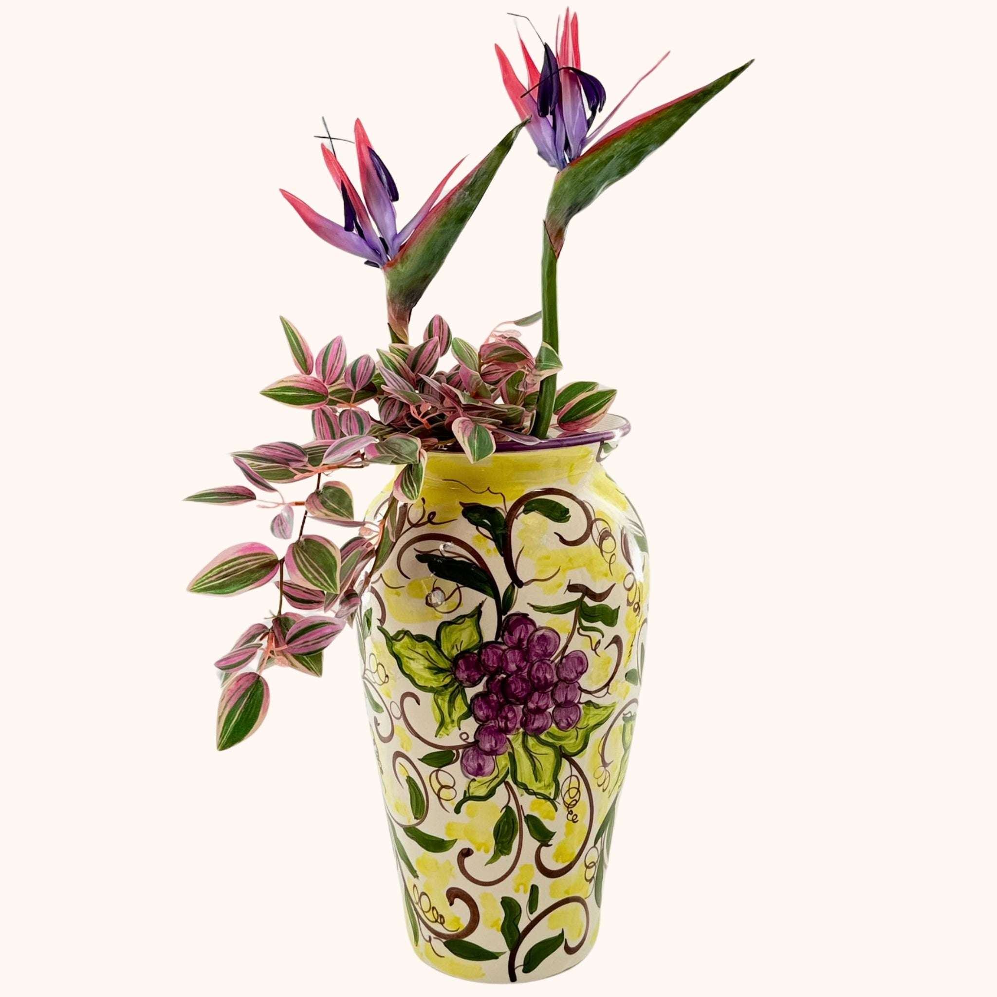 Unieke grote vaas "druif" voor binnen – handbeschilderd en vol karakter ♡, handgemaakt keramiek uit Spanje - Belleza del Sur