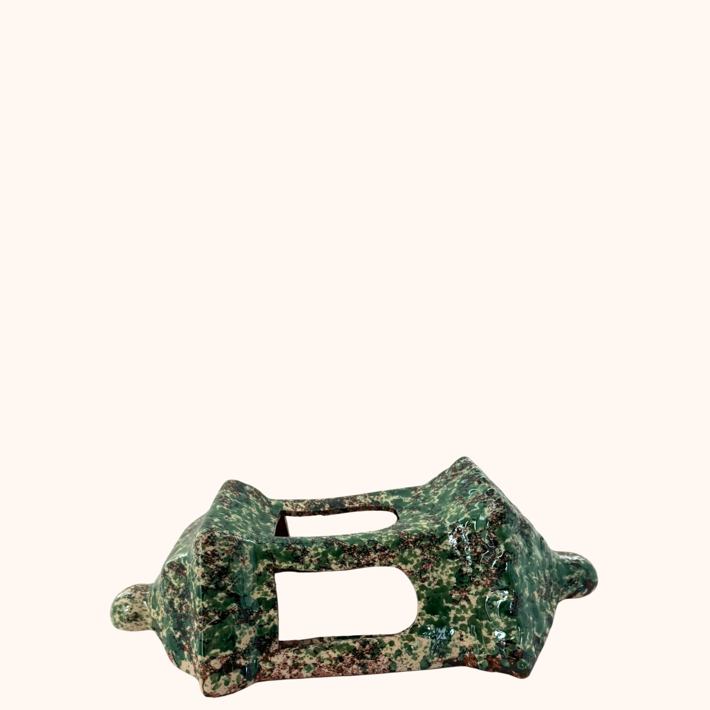 Wandlantaarn van terracotta – Groen/wit/rood – 40x23 cm